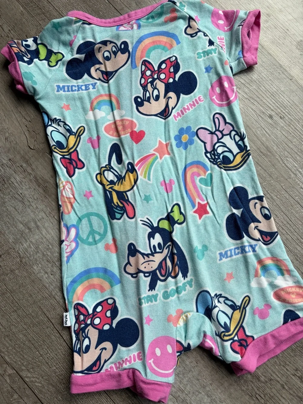 Disney Little Sleepies Short Sleeve Zip Romper Pajamas in Mickey Print 6-12M